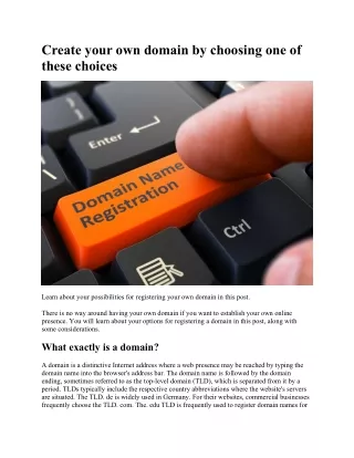 create your own domain by choosing one of these