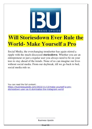 will storiesdown ever rule the world make