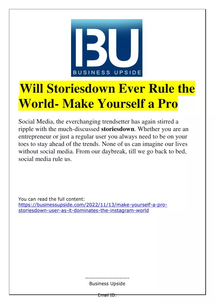 will storiesdown ever rule the world make