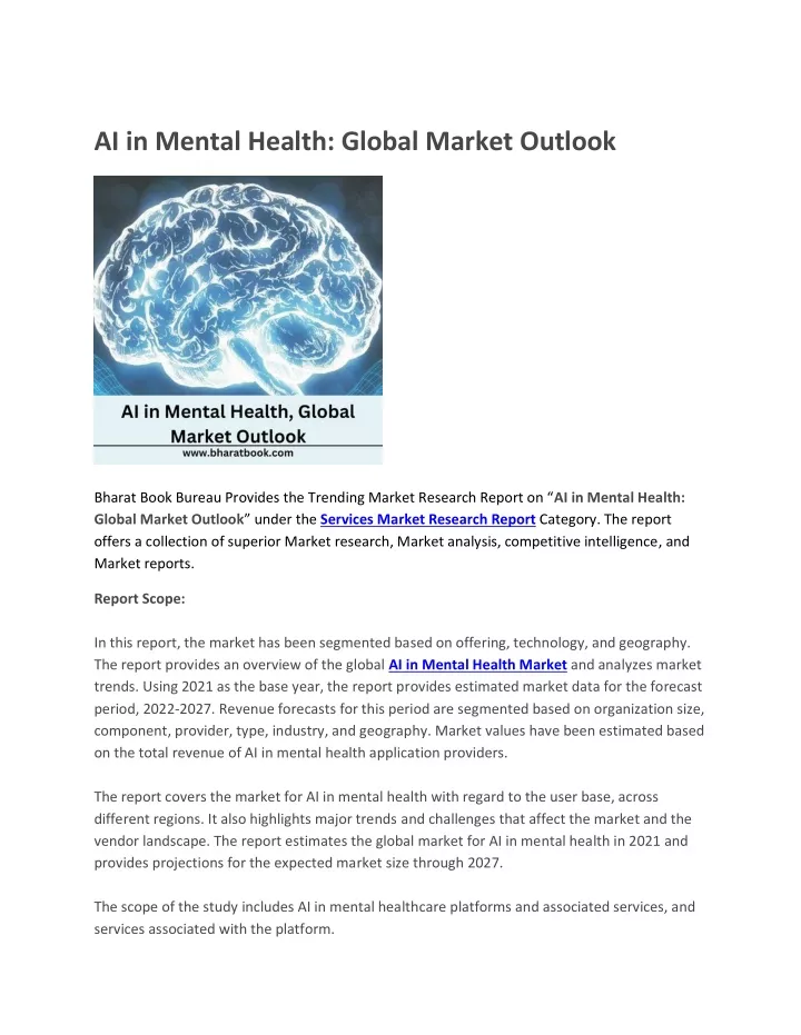 ai in mental health global market outlook