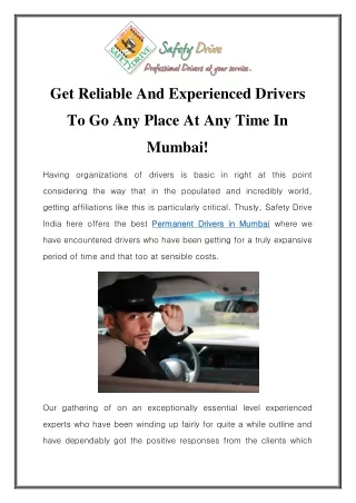 Permanent Drivers in Mumbai Call-9870270127