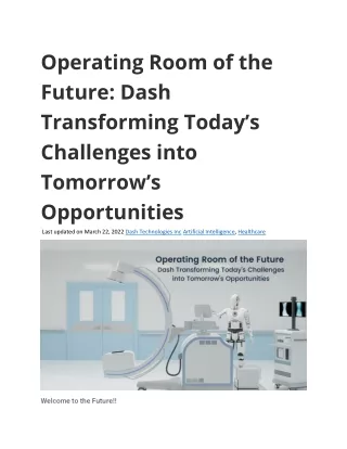 operating room of the future dash transforming