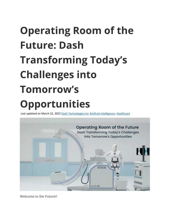 operating room of the future dash transforming