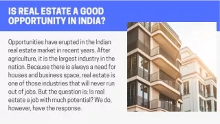 Is Real Estate a Good Opportunity in India?