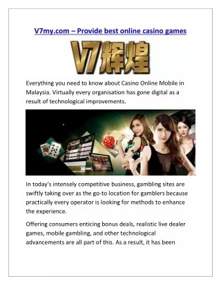 V7my - provide best online casino games