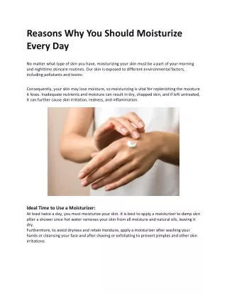 reasons why you should moisturize every day