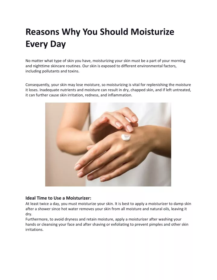 reasons why you should moisturize every day