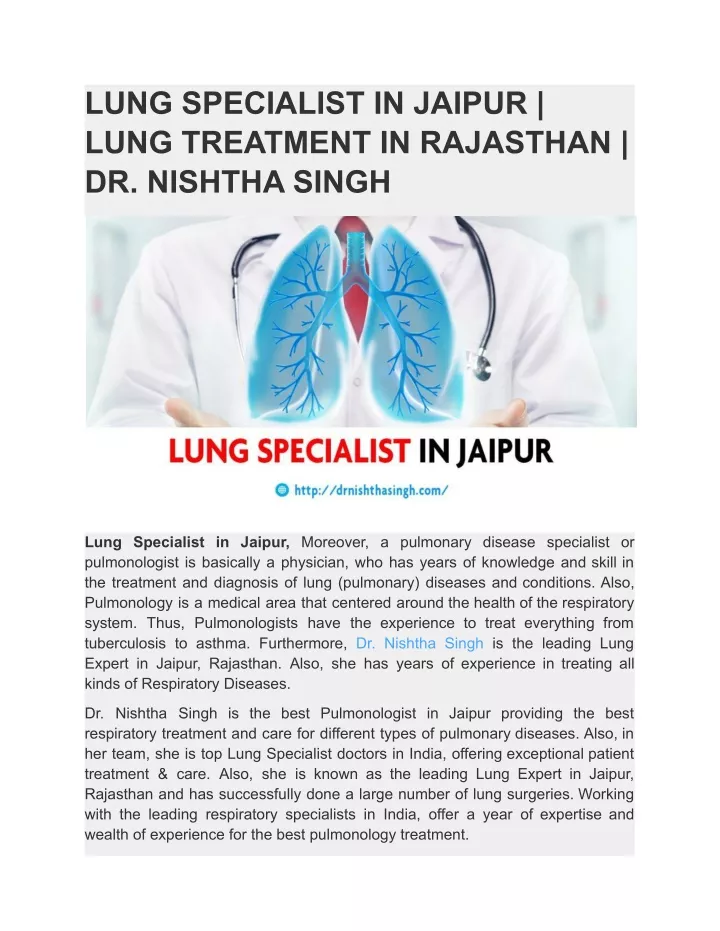 lung specialist in jaipur lung treatment