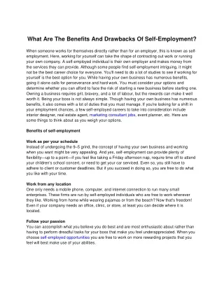 What Are The Benefits And Drawbacks Of Self-Employment?
