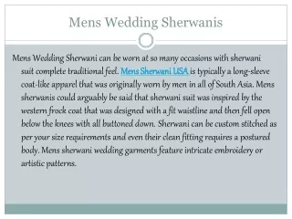Mens Wedding Sherwanis
