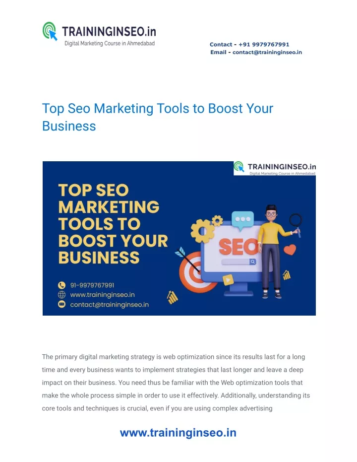 contact 91 9979767991 email contact@traininginseo