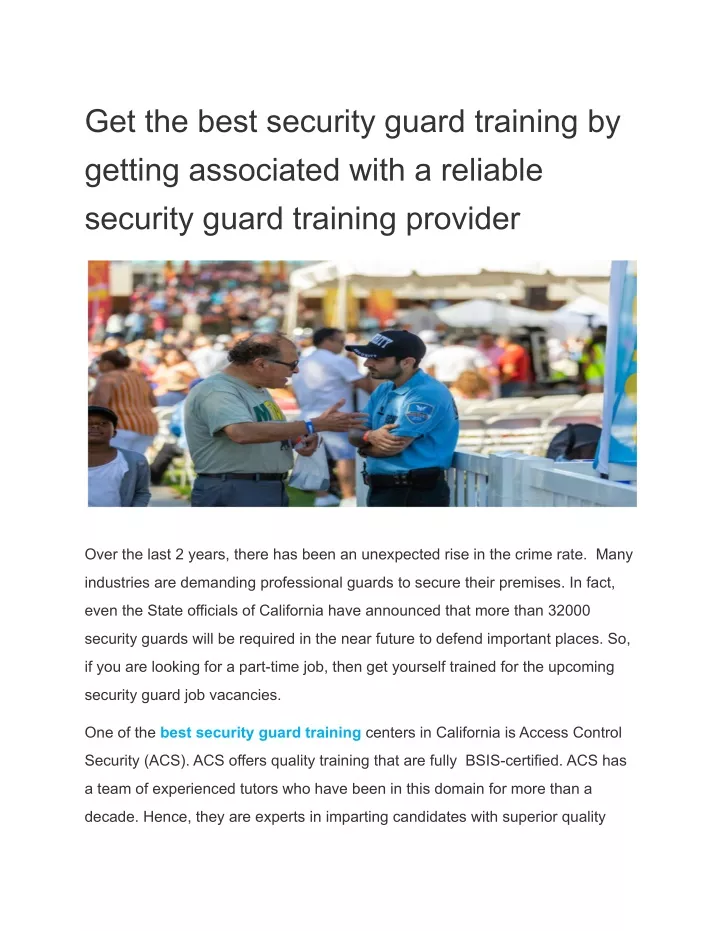 get the best security guard training by getting