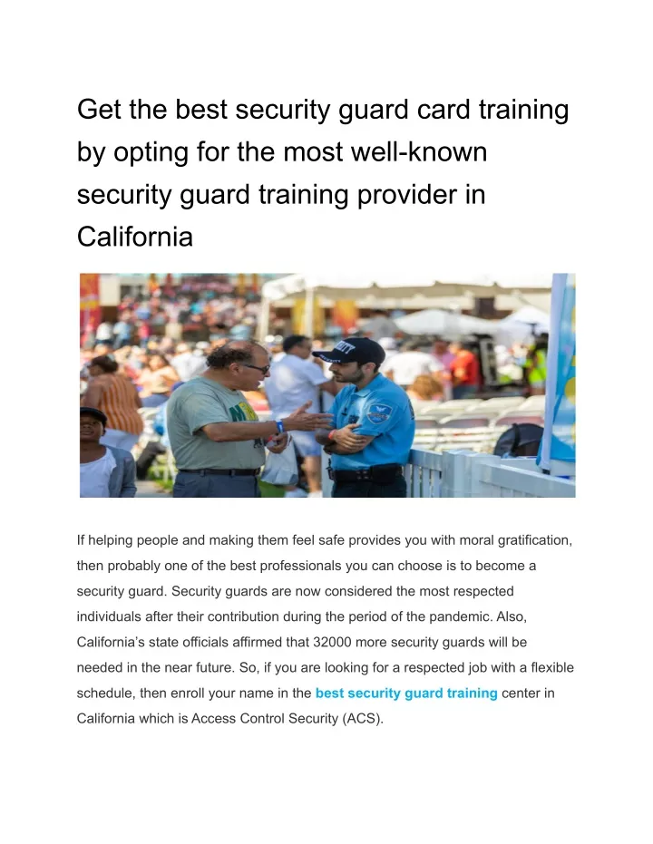 get the best security guard card training