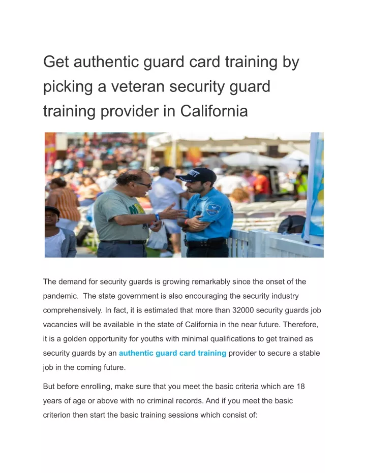 get authentic guard card training by picking