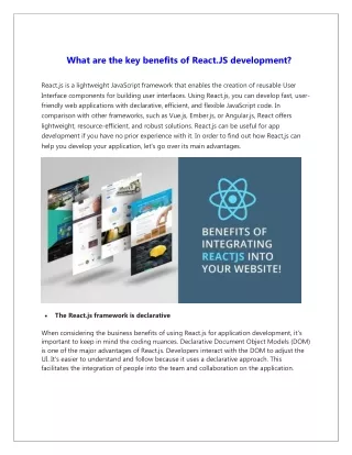 What are the key benefits of React.js development