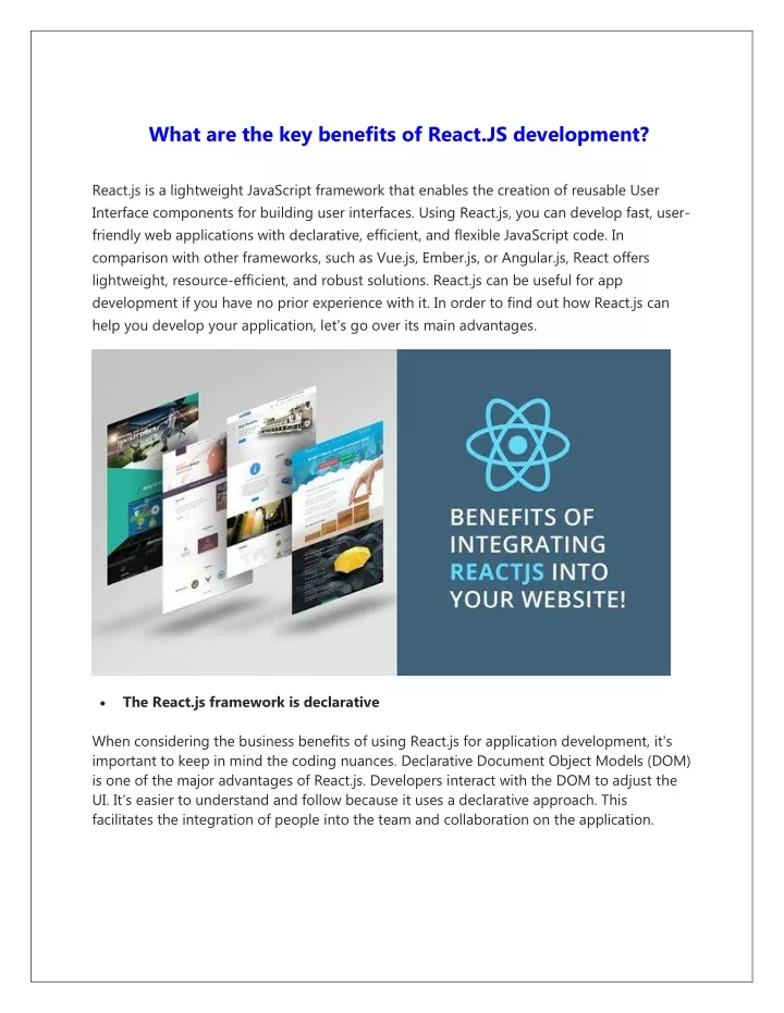 what are the key benefits of react js development