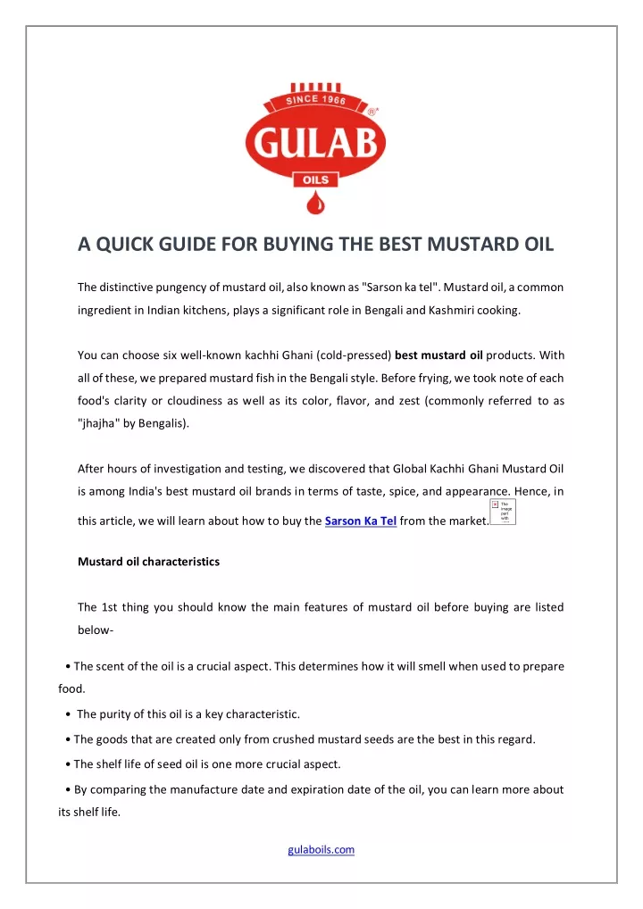 a quick guide for buying the best mustard oil