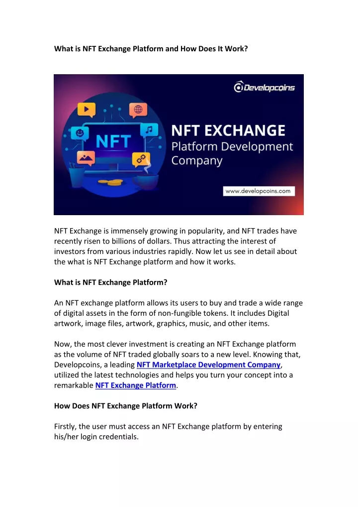 what is nft exchange platform and how does it work