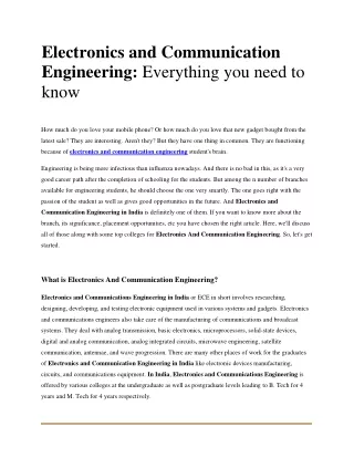 Electronics and communication engineering