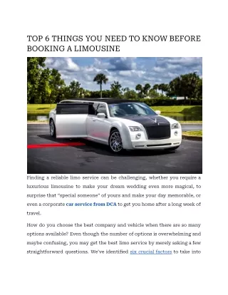 TOP 6 THINGS YOU NEED TO KNOW BEFORE BOOKING A LIMOUSINE