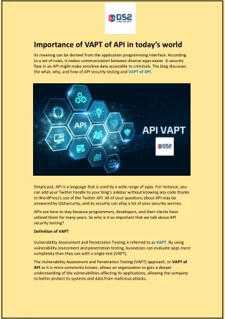 importance of vapt of api in today s world