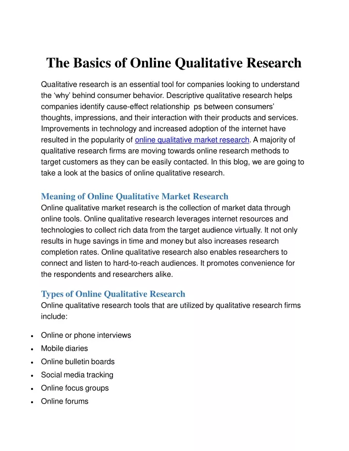 the basics of online qualitative research