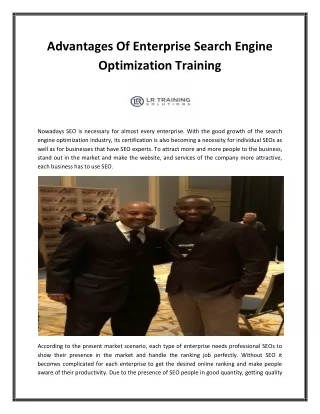 Advantages Of Enterprise Search Engine Optimization Training