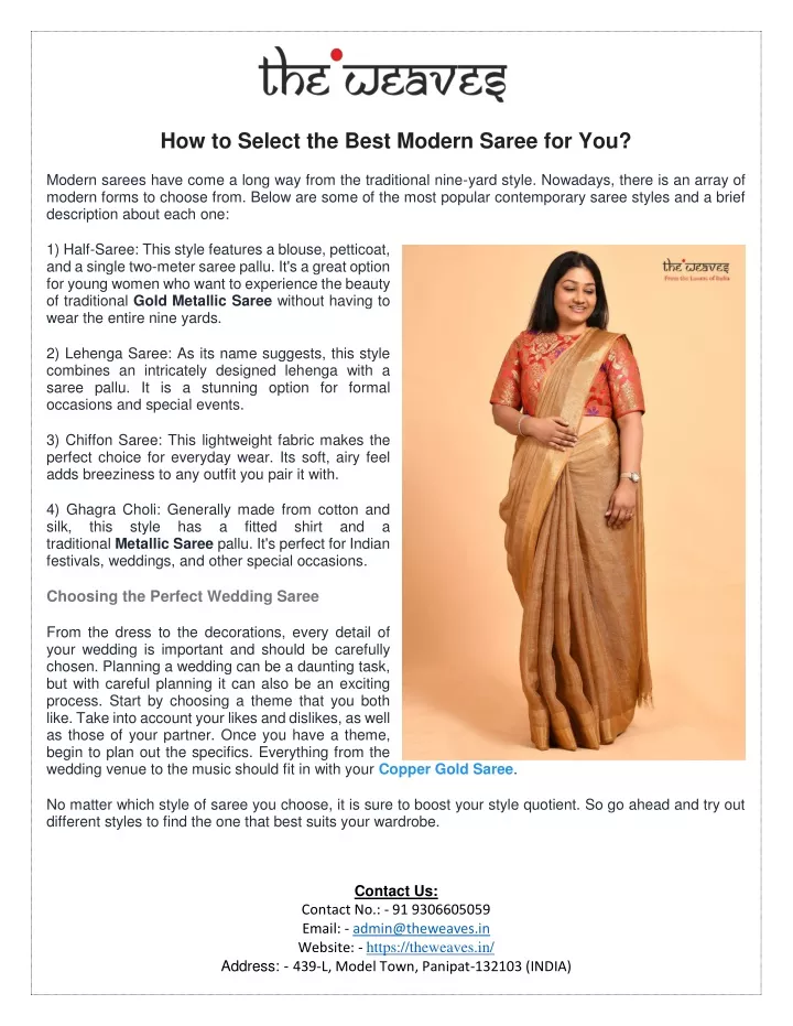 how to select the best modern saree for you