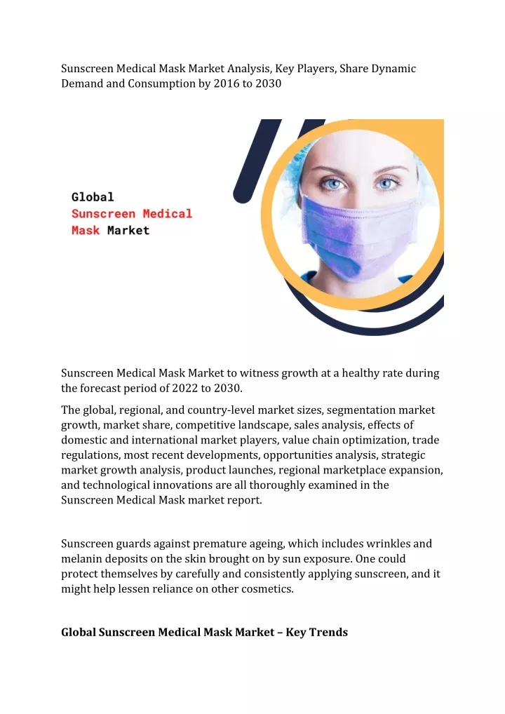 sunscreen medical mask market analysis
