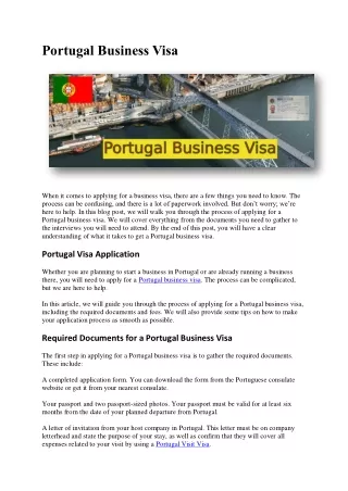 Portugal Business Visa