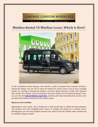 Minibus Rental VS Minibus Lease, Which Is Best