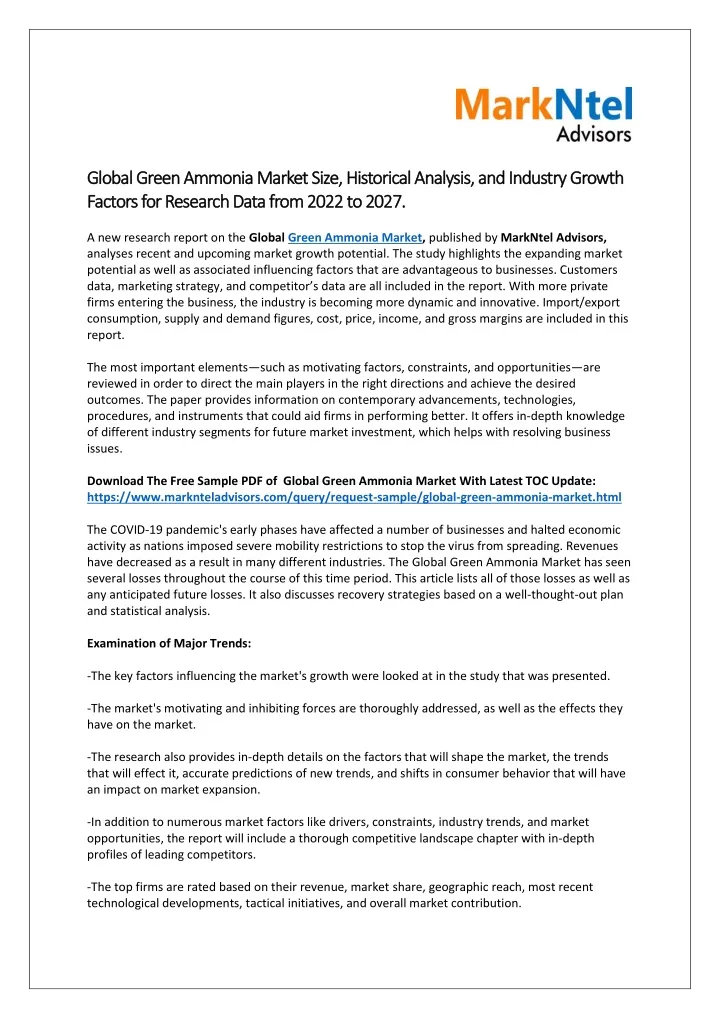 global global green ammonia market green ammonia