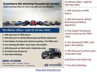Hans Hyundai Winter Service Offers are here ....!!!