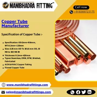 Copper Pipes | Medical Gas Copper Pipes | PVC Coated Copper Pipes - Manibhadra F