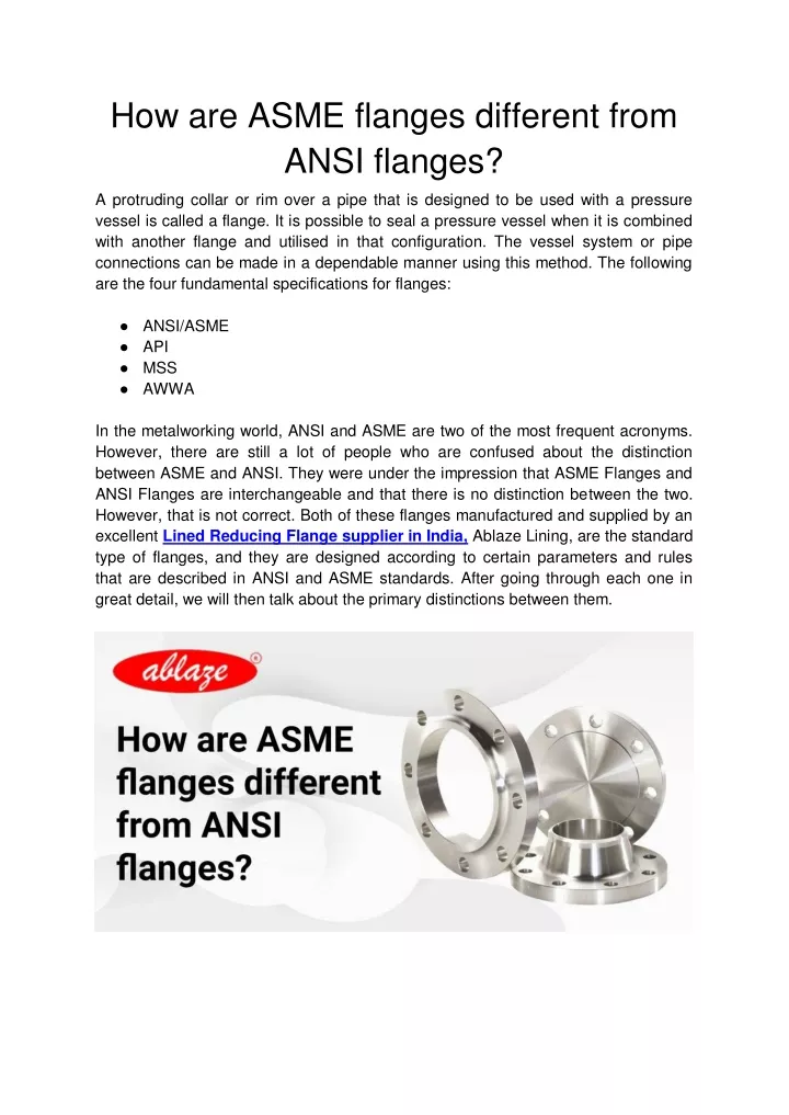 how are asme flanges different from ansi flanges