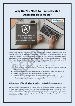 Why Do You Need to Hire Dedicated AngularJS Developers - ScalaCode
