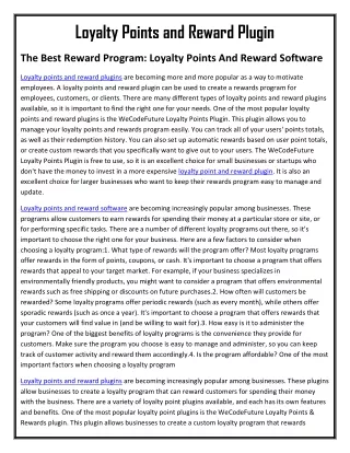 loyalty points and reward plugin