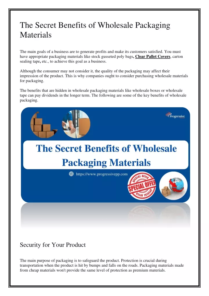 the secret benefits of wholesale packaging