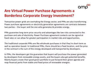 Are Virtual Power Purchase Agreements a Borderless Corporate Energy Investment?