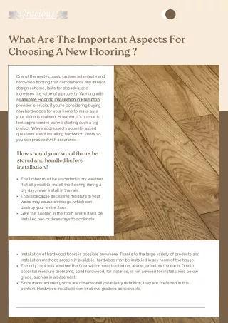 What Are The Important Aspects For Choosing A New Flooring