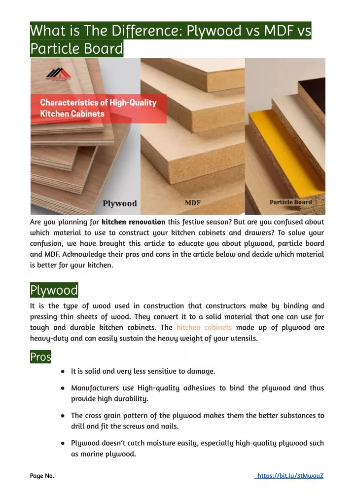 what is the difference plywood vs mdf vs particle