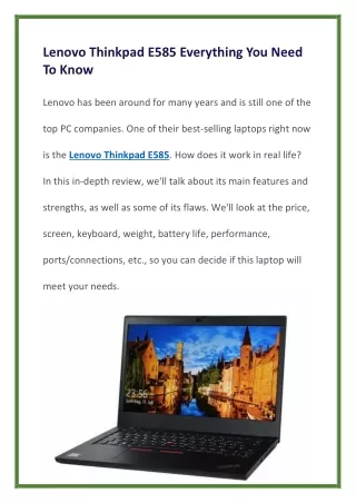 Lenovo Thinkpad E585 Everything You Need To Know