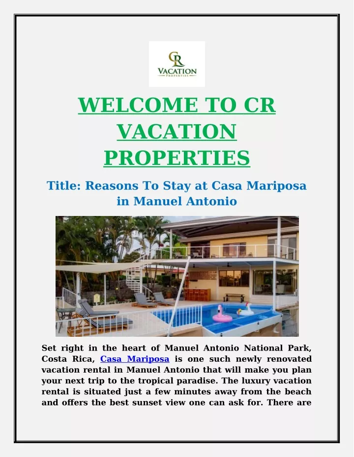 welcome to vacation properties