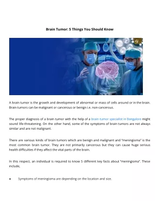 Brain Tumor_ 5 Things You Should Know