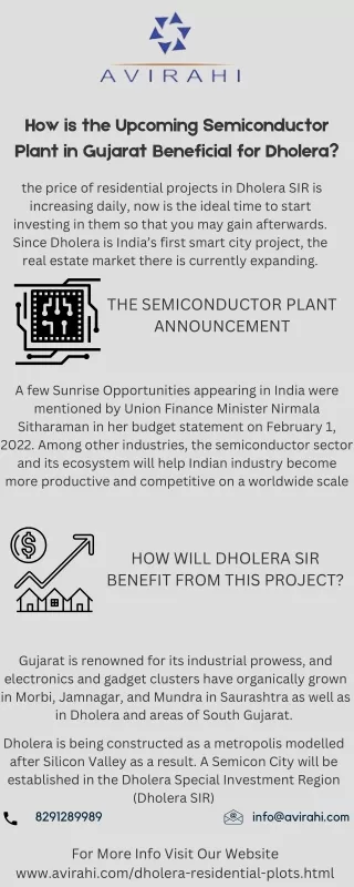 How is the Upcoming Semiconductor Plant in Gujarat Beneficial for Dholera