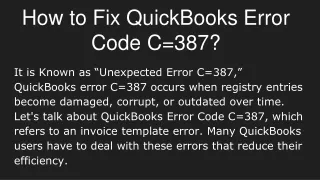 How to Fix QuickBooks error code c=387?