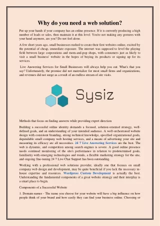 Why do you need a web solution