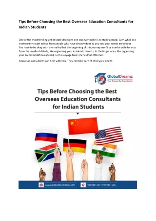 Tips before Choosing the Best Consultants for Indian Students