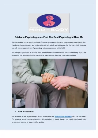 Brisbane Psychologists – Find The Best Psychologist Near Me