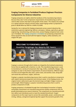 forging companies in faridabad produce engineer